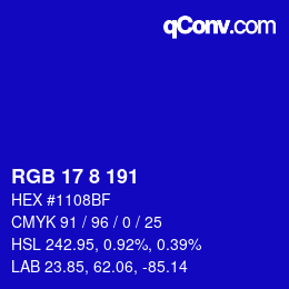 Color code: RGB 17 8 191 | qconv.com