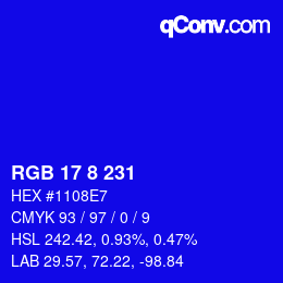 Color code: RGB 17 8 231 | qconv.com