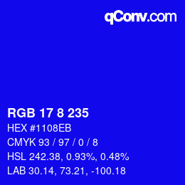 Color code: RGB 17 8 235 | qconv.com