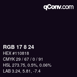 カラーコード: RGB 17 8 24 | qconv.com