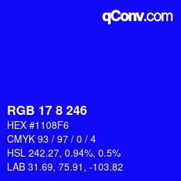Color code: RGB 17 8 246 | qconv.com