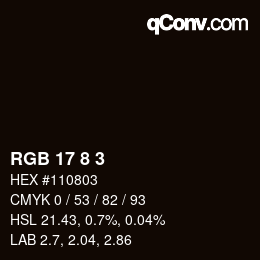 カラーコード: RGB 17 8 3 | qconv.com