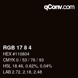 カラーコード: RGB 17 8 4 | qconv.com