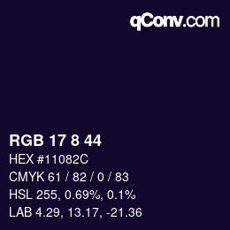 Color code: RGB 17 8 44 | qconv.com