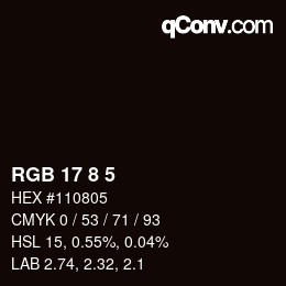 颜色代码: RGB 17 8 5 | qconv.com