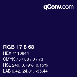 Color code: RGB 17 8 68 | qconv.com