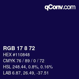 Color code: RGB 17 8 72 | qconv.com