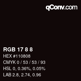カラーコード: RGB 17 8 8 | qconv.com