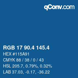 カラーコード: RGB 17 90.4 145.4 | qconv.com