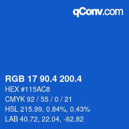 カラーコード: RGB 17 90.4 200.4 | qconv.com
