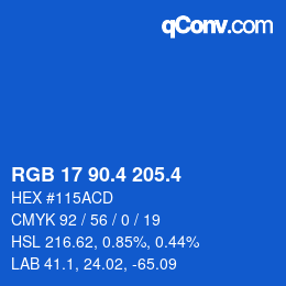 カラーコード: RGB 17 90.4 205.4 | qconv.com