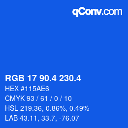 カラーコード: RGB 17 90.4 230.4 | qconv.com