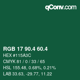 カラーコード: RGB 17 90.4 60.4 | qconv.com