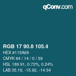 カラーコード: RGB 17 90.8 105.4 | qconv.com