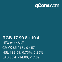 カラーコード: RGB 17 90.8 110.4 | qconv.com