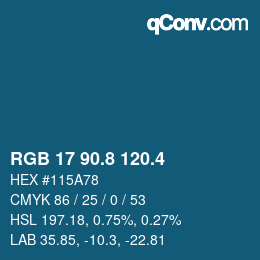 カラーコード: RGB 17 90.8 120.4 | qconv.com