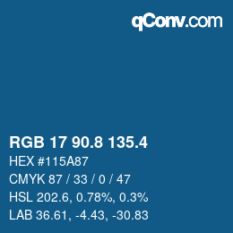 カラーコード: RGB 17 90.8 135.4 | qconv.com