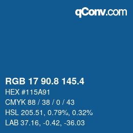 カラーコード: RGB 17 90.8 145.4 | qconv.com