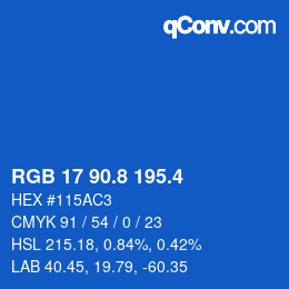 カラーコード: RGB 17 90.8 195.4 | qconv.com