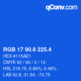 カラーコード: RGB 17 90.8 225.4 | qconv.com