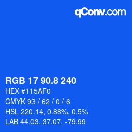 カラーコード: RGB 17 90.8 240 | qconv.com