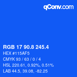 カラーコード: RGB 17 90.8 245.4 | qconv.com