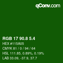 カラーコード: RGB 17 90.8 5.4 | qconv.com