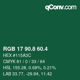 カラーコード: RGB 17 90.8 60.4 | qconv.com
