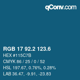 カラーコード: RGB 17 92.2 123.6 | qconv.com