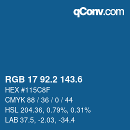 カラーコード: RGB 17 92.2 143.6 | qconv.com