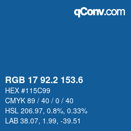 カラーコード: RGB 17 92.2 153.6 | qconv.com