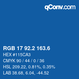 カラーコード: RGB 17 92.2 163.6 | qconv.com