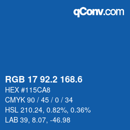 カラーコード: RGB 17 92.2 168.6 | qconv.com
