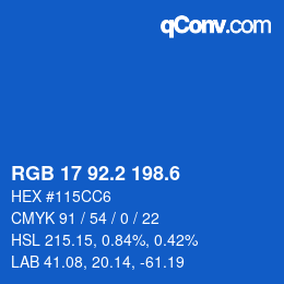 カラーコード: RGB 17 92.2 198.6 | qconv.com