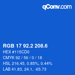 カラーコード: RGB 17 92.2 208.6 | qconv.com