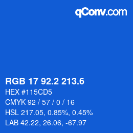 カラーコード: RGB 17 92.2 213.6 | qconv.com