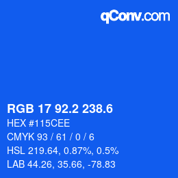 カラーコード: RGB 17 92.2 238.6 | qconv.com