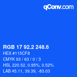 カラーコード: RGB 17 92.2 248.6 | qconv.com