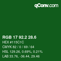 カラーコード: RGB 17 92.2 28.6 | qconv.com