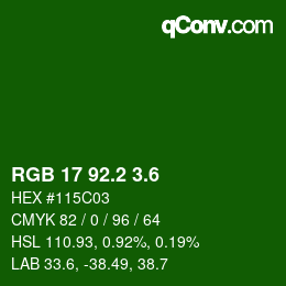 カラーコード: RGB 17 92.2 3.6 | qconv.com