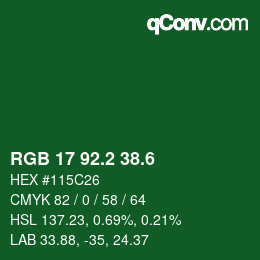カラーコード: RGB 17 92.2 38.6 | qconv.com