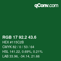 カラーコード: RGB 17 92.2 43.6 | qconv.com