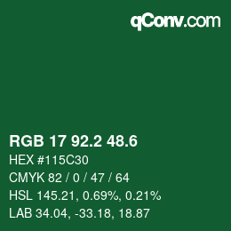 カラーコード: RGB 17 92.2 48.6 | qconv.com