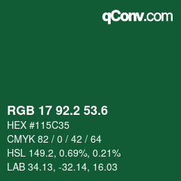 カラーコード: RGB 17 92.2 53.6 | qconv.com
