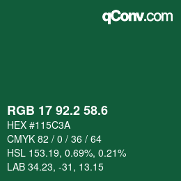 カラーコード: RGB 17 92.2 58.6 | qconv.com
