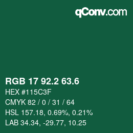 カラーコード: RGB 17 92.2 63.6 | qconv.com