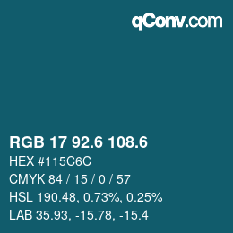 カラーコード: RGB 17 92.6 108.6 | qconv.com