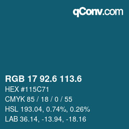 カラーコード: RGB 17 92.6 113.6 | qconv.com