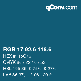 カラーコード: RGB 17 92.6 118.6 | qconv.com