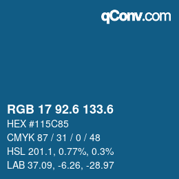 カラーコード: RGB 17 92.6 133.6 | qconv.com
